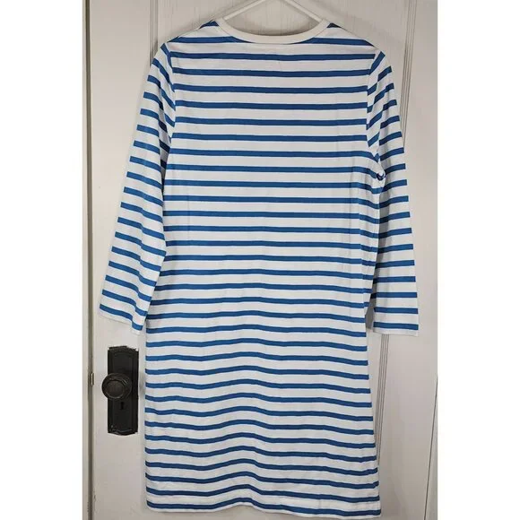 Boden Womans Size 8L Dress Stripes Nautical Blue White NEW - Picture 3 of 5